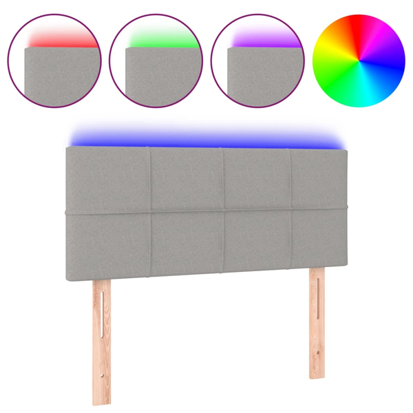 vidaXL vidaXL Zagłówek do łóżka z LED, jasnoszary, 100x5x78/88 cm, tkanina