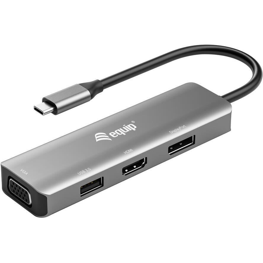 Equip Adapter USB-C -> HDMI/DisplayPort/VGA 4K/1080P/60Hz gr (133485)