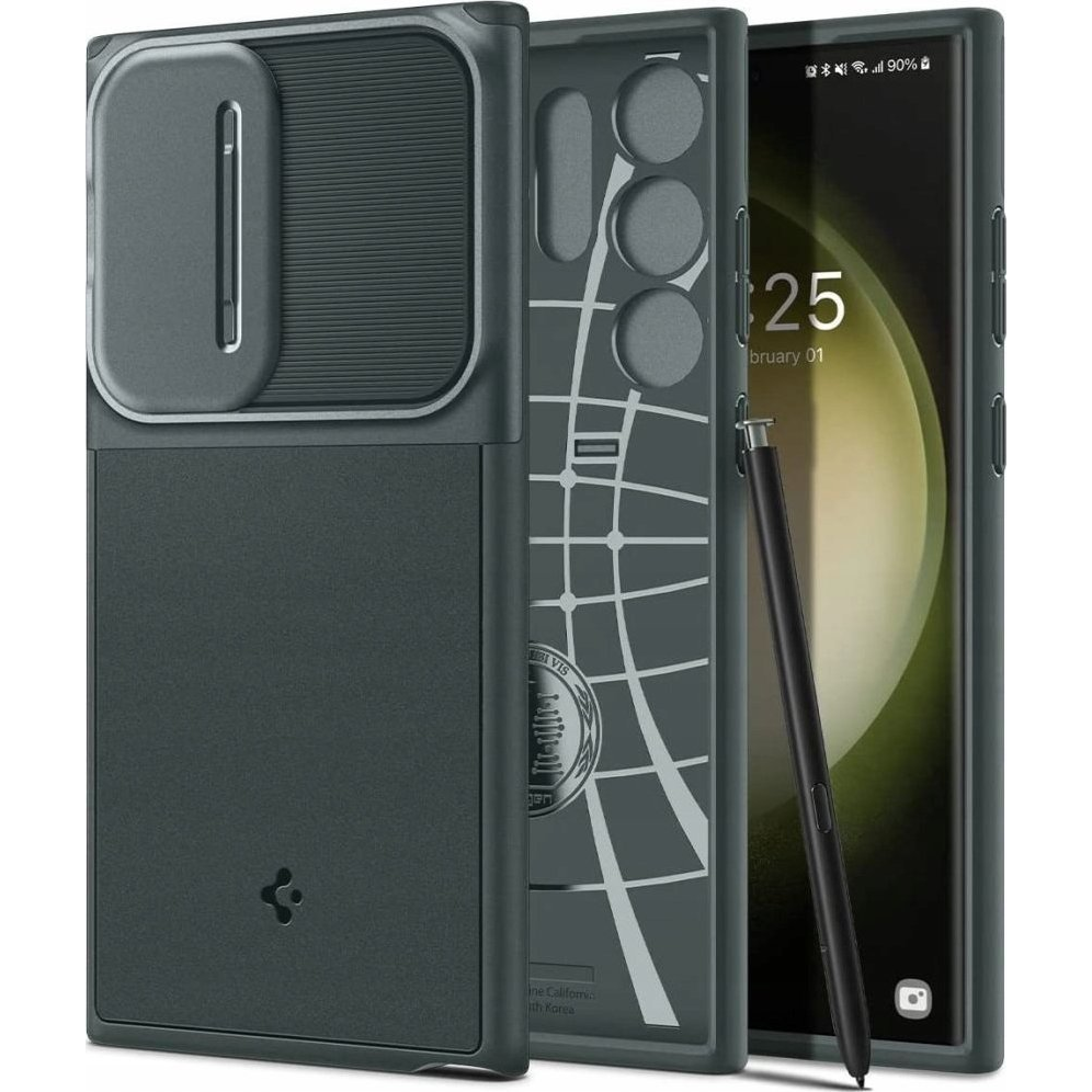 Samsung S25 Ultra Spigen Optik Armor Szilikon Telefonvédő Kameravédő Sötétzöld (8809971238014)