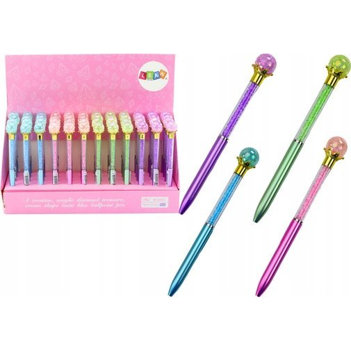  LeanToys Długopis Z Diamentową Kulą Diamenciki Niebieski Wkład 0.7mm Mix