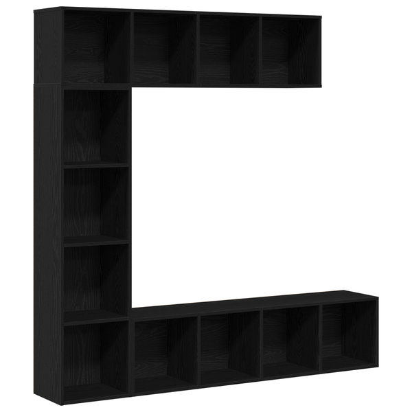 Biblioteci 3 pcs Stejar Negru 36x30x143 cm Lemn prelucrat