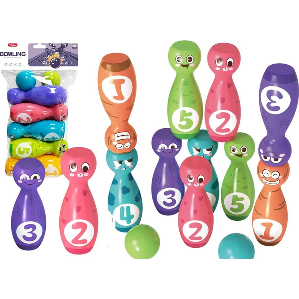 Bowling Szett Smiley Balls Színes 10db 20933