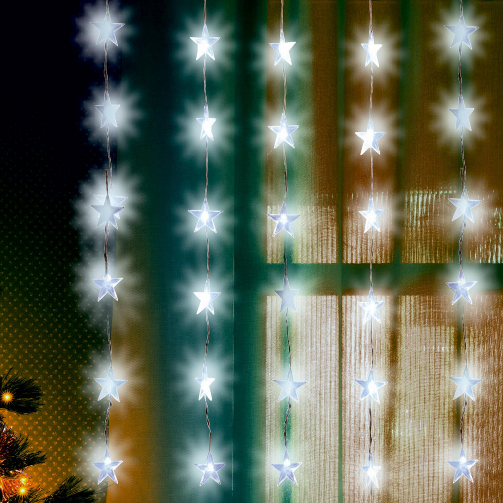 LED-es fényfüggöny, csillag, 1,5x1m, 230V (SMGC-KAF_48L)