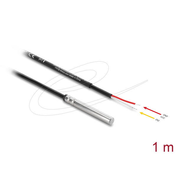Delock hőmérséklet-érzékelő kábel 2 db, szabad kábelvéggel DS18B20, 1 m