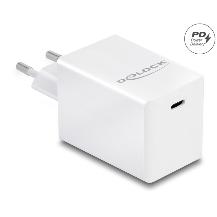 DeLock 41447 GaN USB-C Hálózati Gyorstöltő Adapter 60W - Fehér (41447)