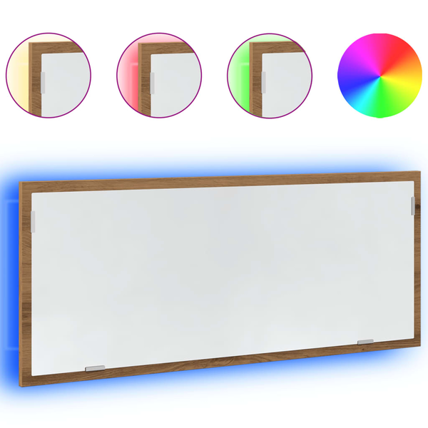 Lustro vidaXL Lustro łazienkowe z LED, dąb artisan, 100x8,5x37 cm
