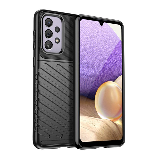 Силиконов калъф за телефон Samsung Galaxy A33 5G (Sm-A336) (средно удароустойчив, на райе, релефен модел) Черен