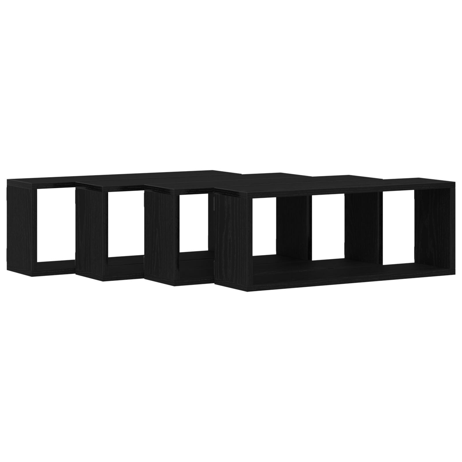 Fali Polcok Szett 4 - Fekete Tölgy - 60x15x23 cm - Mérnöki Fából Készült (862646)