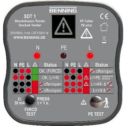 Konnektor teszter, hálózati csatlakozó bekötés vizsgáló Benning SDT 1 (BG020053)
