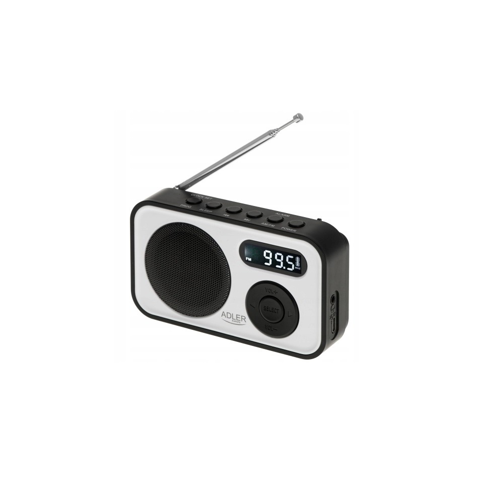 Adler AD 1906 Hordozható Digitális PLL AM/FM Zsebrádió - Fehér / Fekete (AD 1906)