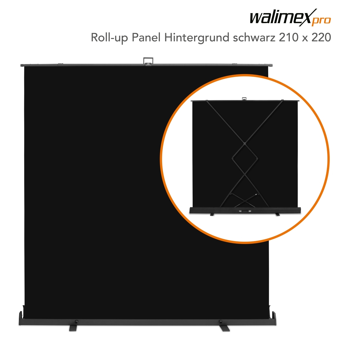 Walimex pro Roll-up 210x220cm Fotós háttér - Fekete (23211)
