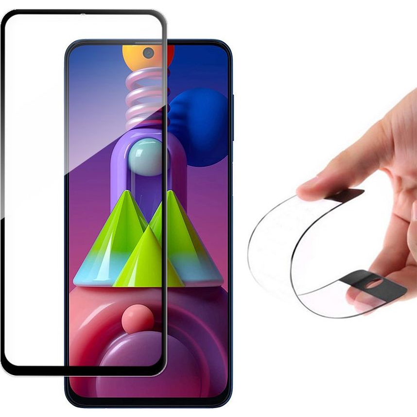 Wozinsky Full Cover Flexi Nano Glass Hibrid Képernyővédő Fólia Kerettel Samsung Galaxy M51 Fekete (9111201928701)