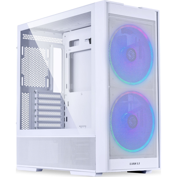 Lian Li Lancool 206 számítógépház - edzett üveg, 2db 16cm-es PWM ARGB ventilátor, fehér