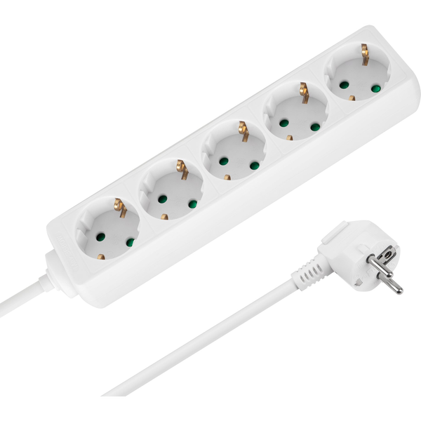 Rebel Przedłużacz 5 gniazd 5m typu niemieckiego bez przełącznika (3x1,5mm) Rebel biały