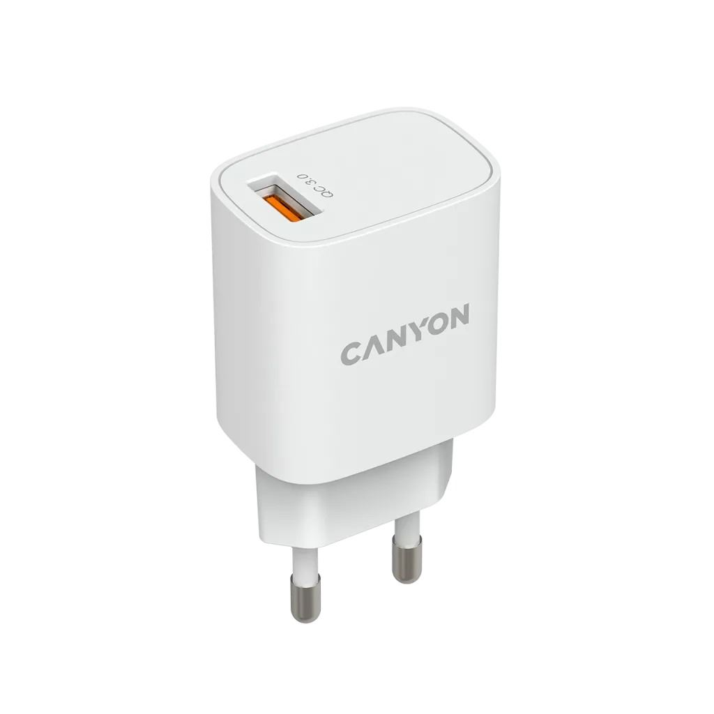 Canyon CNE-CHA18W USB QC 3.0, 18W hálózati töltő fehér (CNE-CHA18W)