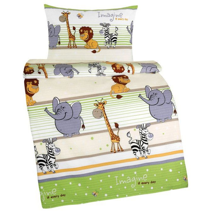 Bellatex 80/035 AGÁTA krepp gyerek ágyneműhuzat, szafari, zöld, 90×135 + 45×60 cm (12950)