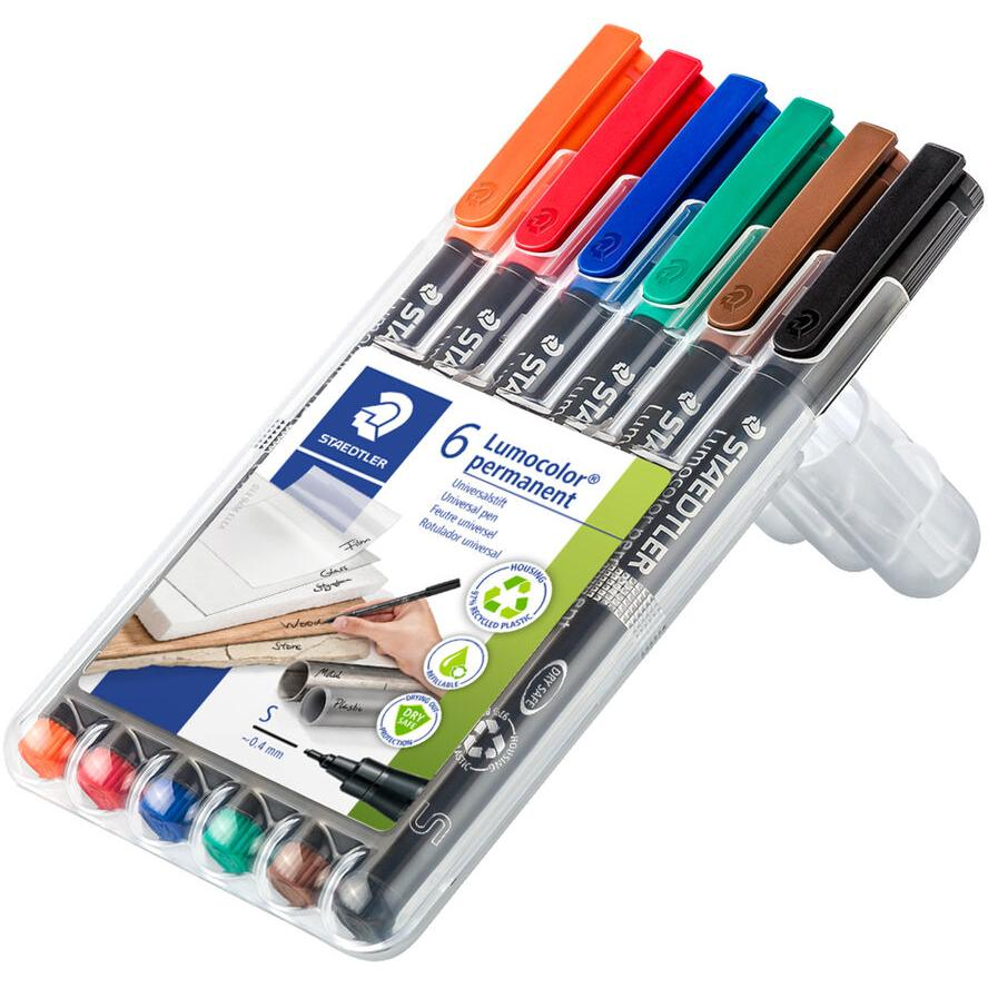 Staedtler Lumocolor 313 S 0,4mm Alkoholos marker készlet 6db - Vegyes (313 WP6)