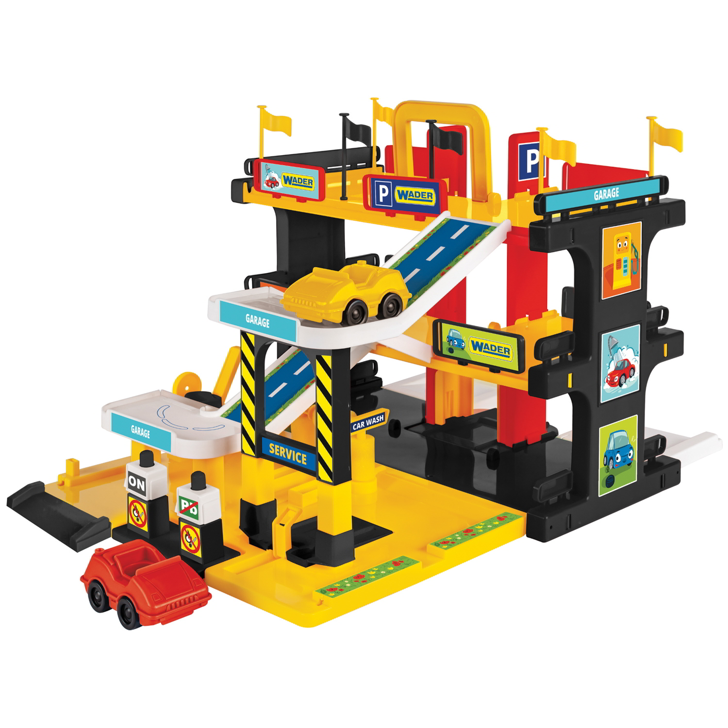 Wader: Háromszintes szervizgarázs autókkal és kiegészítőkkel (50460)