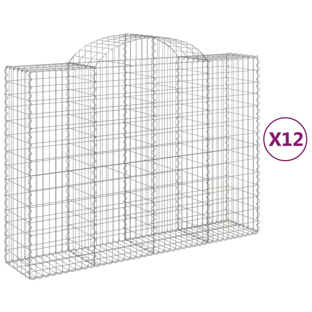 12 db íves horganyzott vas gabion kosár 200x50x140/160 cm (3146372)