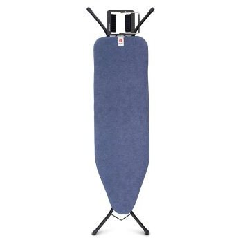 BRABANTIA Steam Iron Rest vasalódeszka 1240x380mm - B méret. kinyitható vasalótámasz. D=22mm fekete váz. farmerkék huzat - 134265