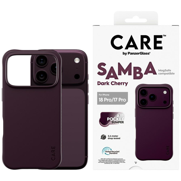 PanzerGlass CARE™ by ® Samba Case Dark Cherry w. MagSafe iPhone 18 Pro | 17 Pro custodia per cellulare Cover Viola