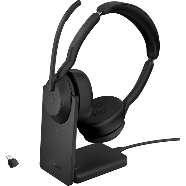 Jabra 25599-989-889 cuffia e auricolare Con cavo e senza cavo A Padiglione Ufficio Bluetooth Base di ricarica Nero
