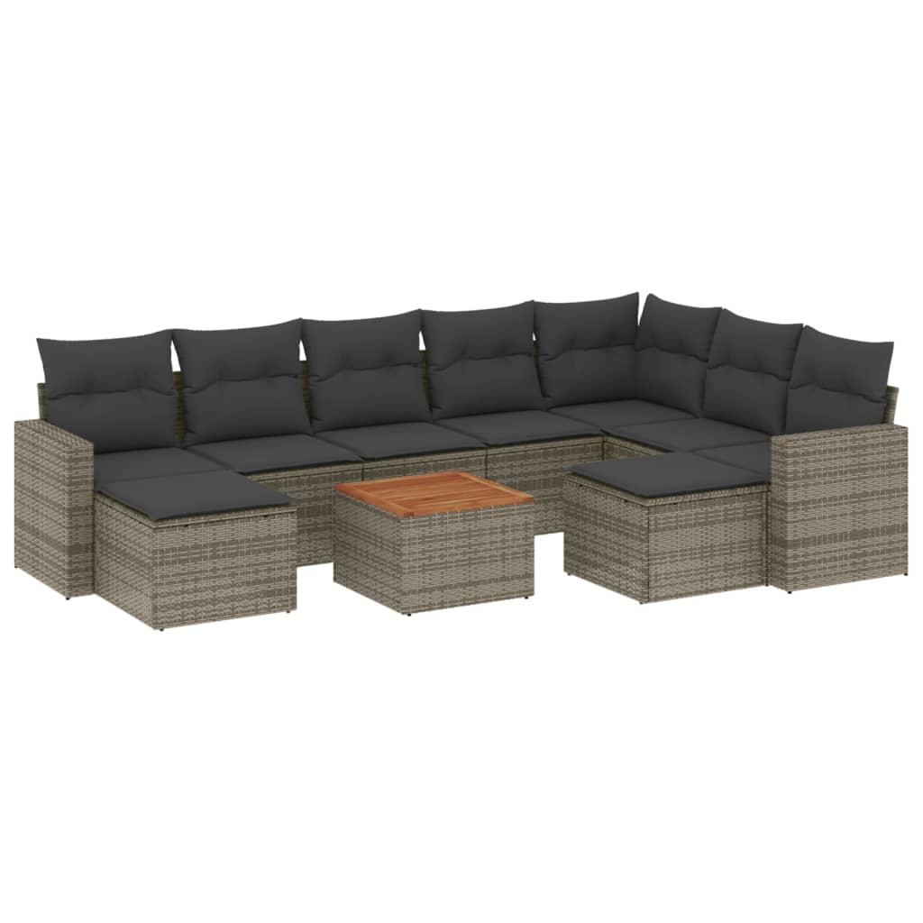 10 részes szürke polyrattan kerti ülőgarnitúra párnákkal (3224408)