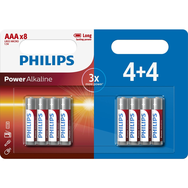 Philips Power Alkaline LR03P8BP/10 batteria per uso domestico Batteria ricaricabile Mini Stilo AAA Alcalino