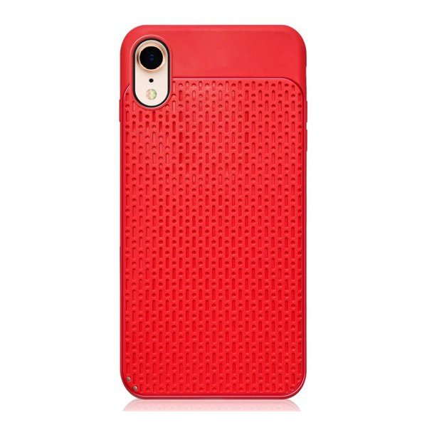 Szilikon telefonvédő (műanyag hátlap, lyukacsos minta) PIROS [Apple iPhone XR 6.1] (5996457805358)