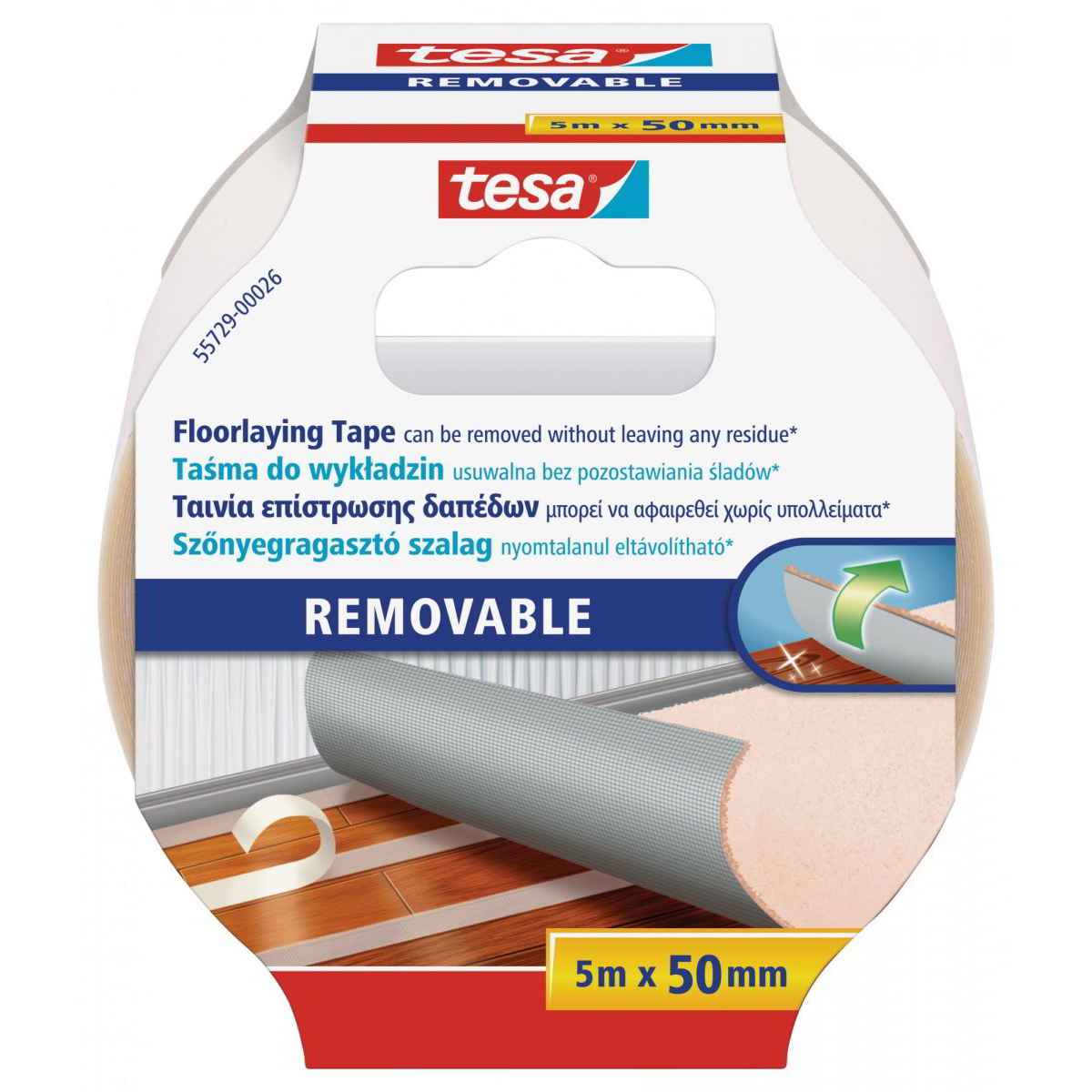 Tesa Removable Kétoldalas textilerősítésű ragasztószalag (5 méter) (55729-00026-11)