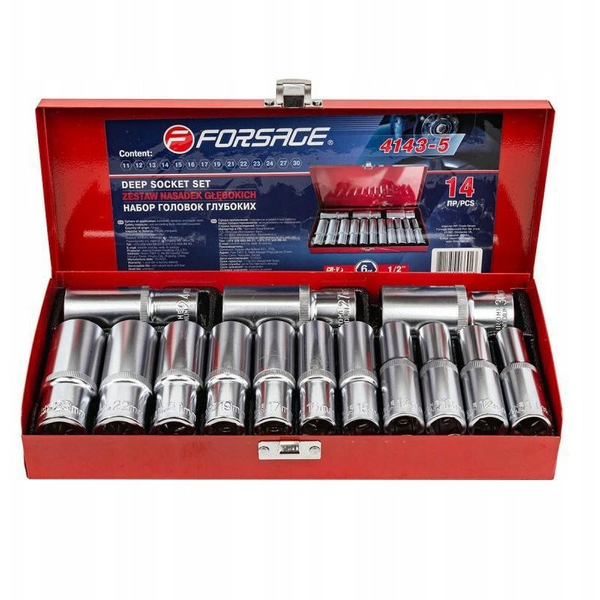  Forsage Zestaw nasadek głębokich 1/2" 14el. (11-30mm) (6-kątnych)