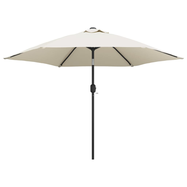 Umbrelă de soare cantilever cu LED 3 m, Alb Nisip