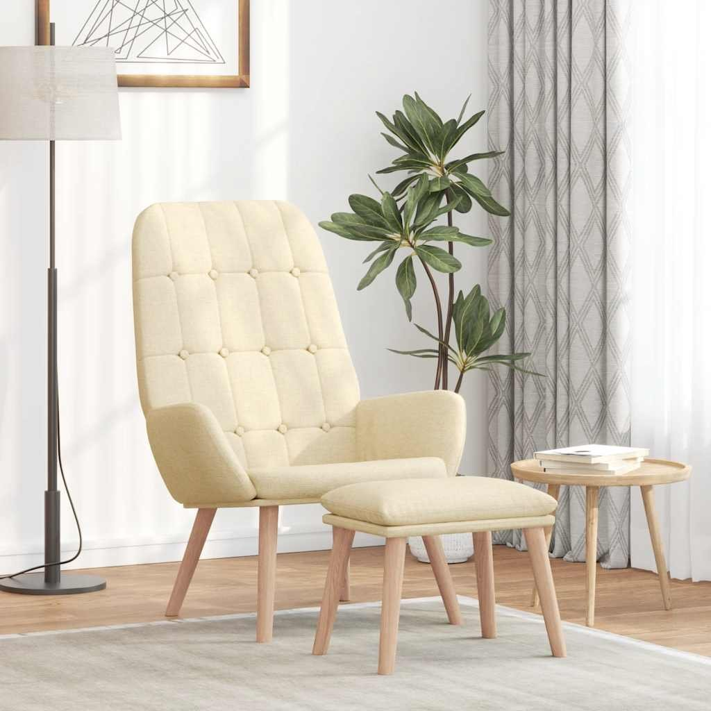 krémszínű szövet pihenőfotel lábtartóval (3315151)