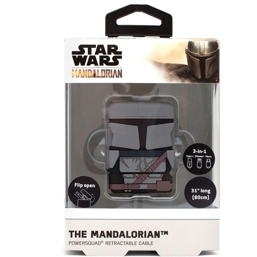 Thumbs up! Star Wars The Mandalorian PowerSquad USB-A apa - USB-C/Micro USB/Lightning apa Töltőkábel - Többszínű (0.8m) (1002602)