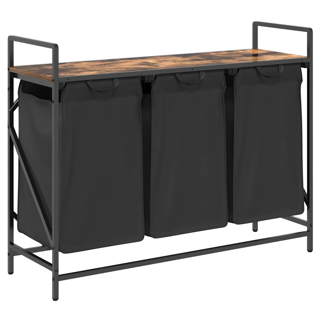 füstölt tölgy mosodai kosár 3 rekeszes polccal (859062)