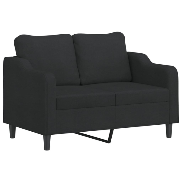 kétszemélyes fekete szövetkanapé 120 cm