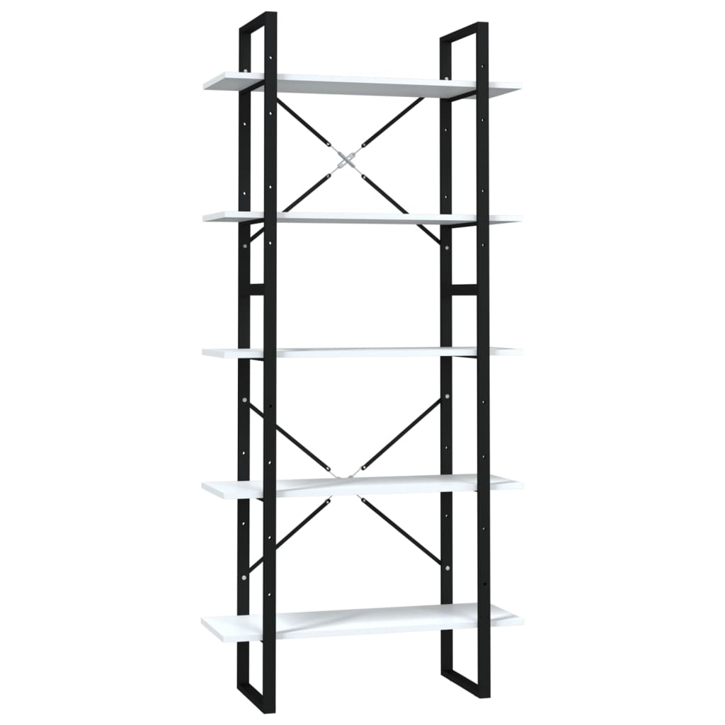 5 szintes fehér szerelt fa könyvszekrény 80 x 30 x 175 cm (3081988)