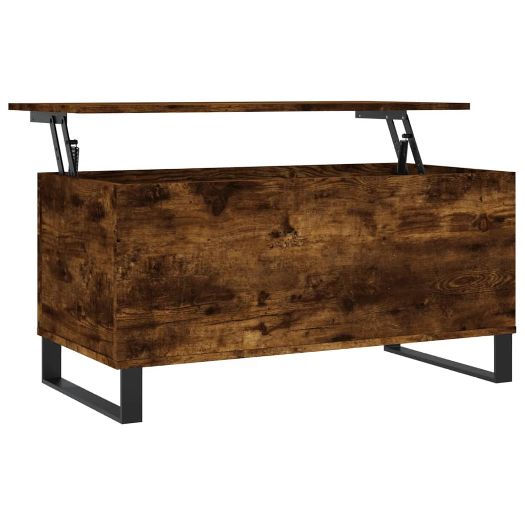 füstös tölgyszínű szerelt fa dohányzóasztal 90 x 44,5 x 45 cm (830985)
