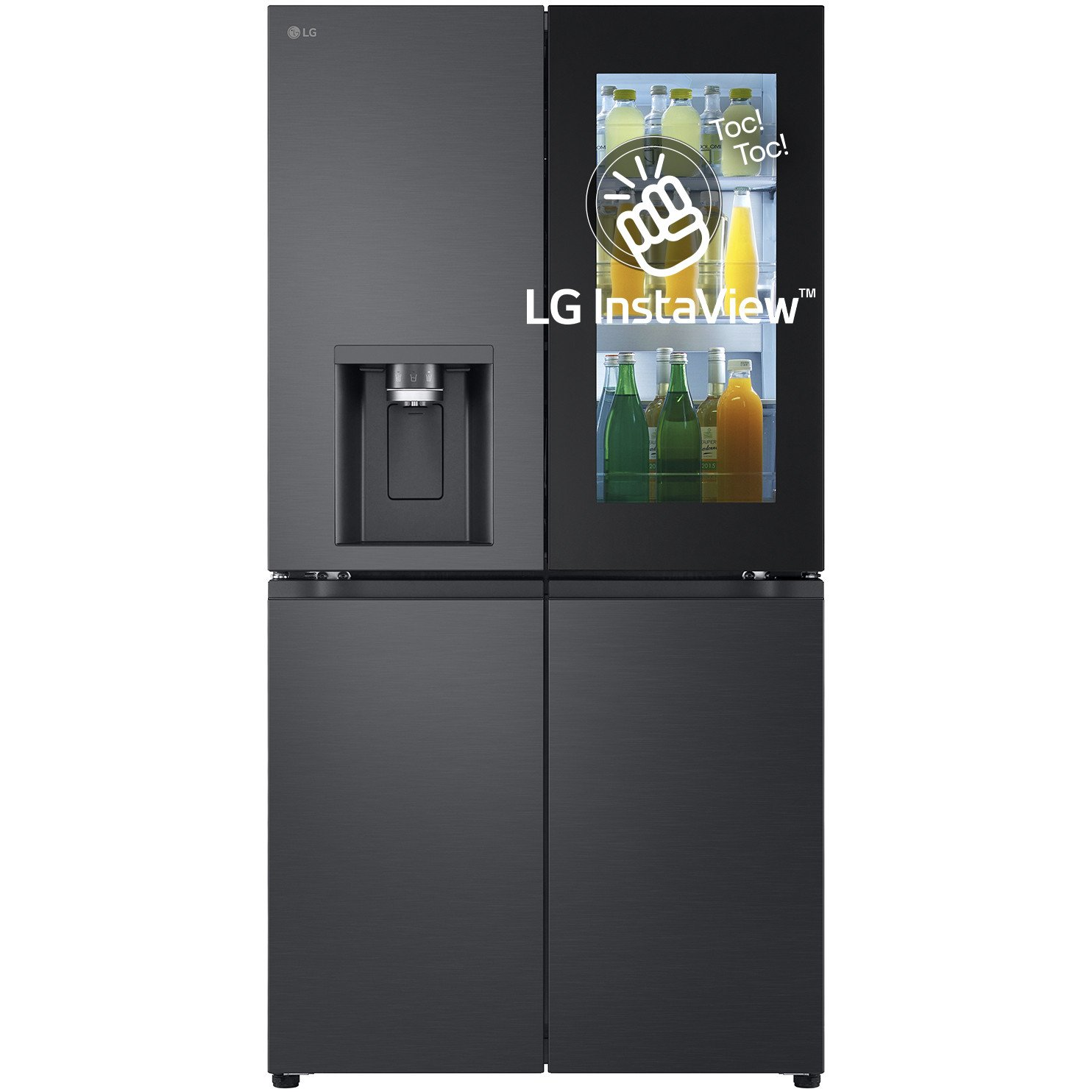 LG InstaView GMG960EVJE kétajtós mélyhűtős hűtőszekrény Szabadonálló 638 L E Fekete (GMG960EVJE.AEVQE)