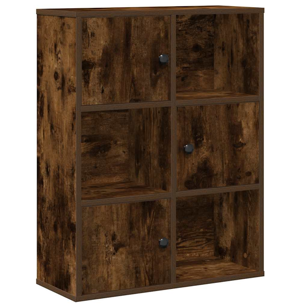 füstös tölgy színű szerelt fa könyvszekrény 60x24x76,5 cm
