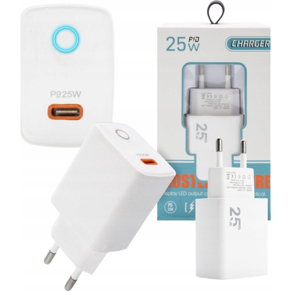 ECOBOX ŁADOWARKA SIECIOWA PAX TYP-C 25W LED PD BIAŁA