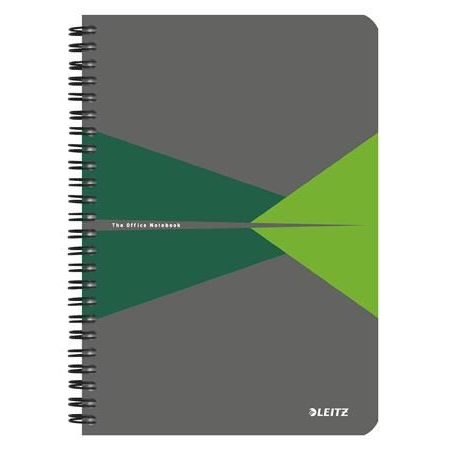 Leitz spirálfüzet, A5, vonalas, 90 lap, "Office", szürke-zöld (E44990055)