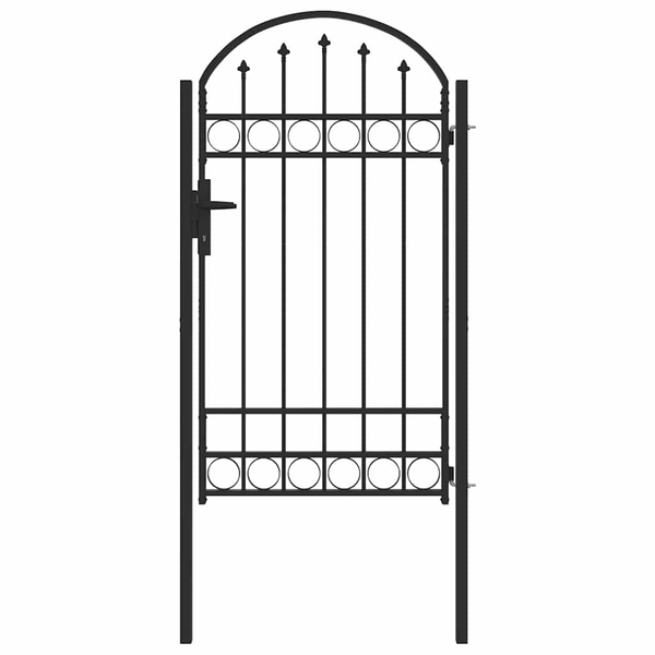 Poartă de gard Gri 100 x 175 cm Oțel vopsit în pulbere