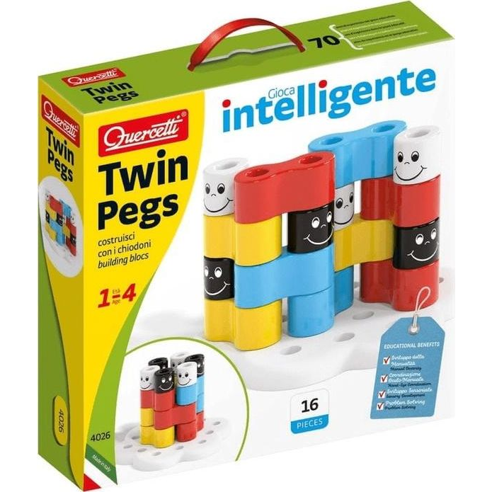 Quercetti Twin Pegs készségfejlesztő építőjáték szett 16db-os (4026Q) (443523)