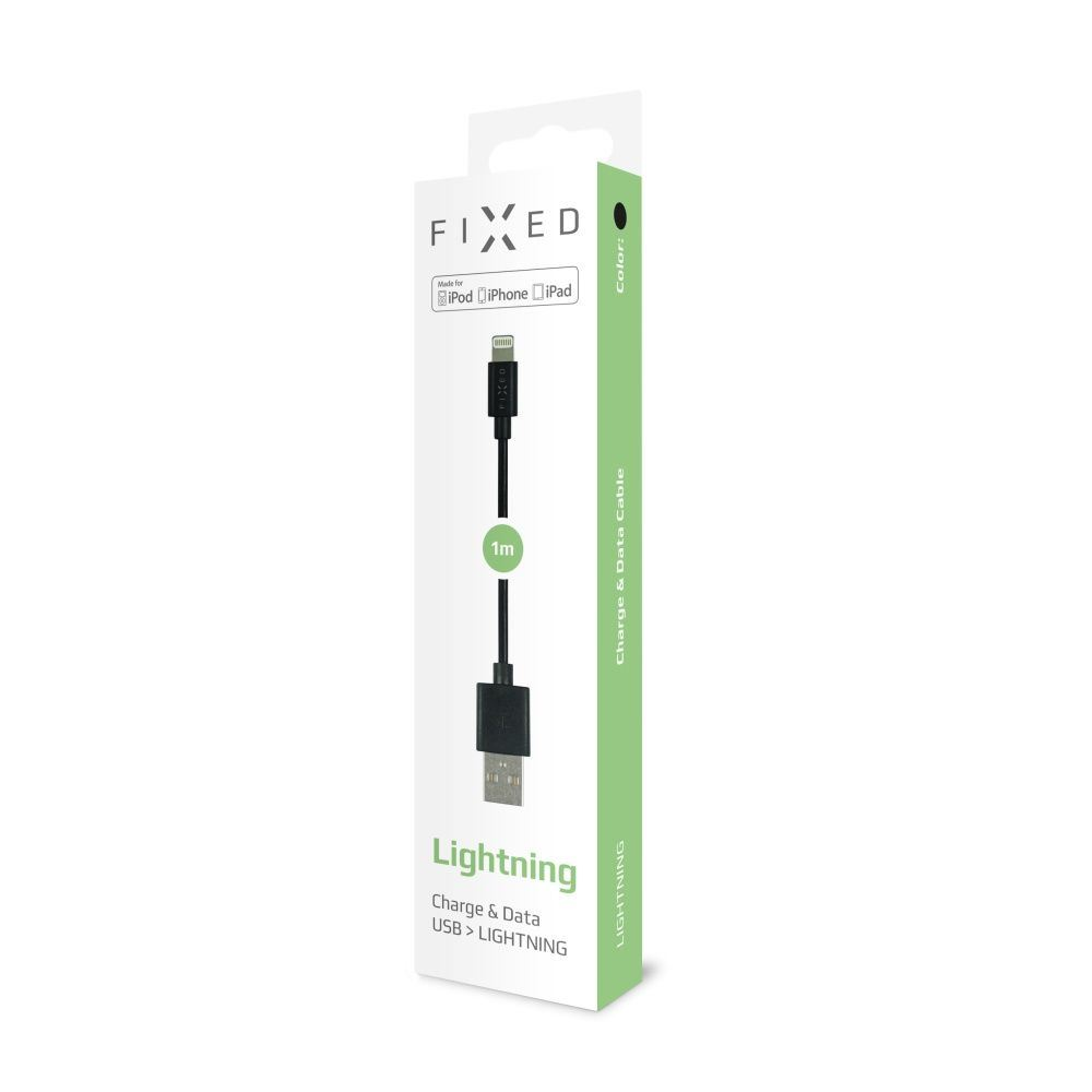 FIXED USB - Lightning adat-/töltőkábel 20W, 1m, fekete (FIXD-UL-BK) (FIXD-UL-BK)