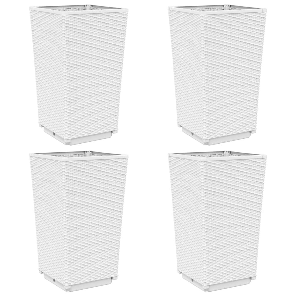 4 db fehér polipropilén kerti ültetőláda 32,5 x 32,5 x 57 cm (367854)
