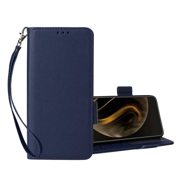 Tok álló, bőr hatású (FLIP, oldalra nyíló, asztali tartó, prémium + kézpánt) SÖTÉTKÉK OnePlus Nord CE 4 Lite "Gigapack csomagolás" (GP-159711)