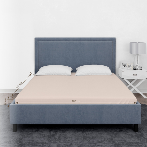 FITTED SHEET SATEEN 180X200+25 BEIGE