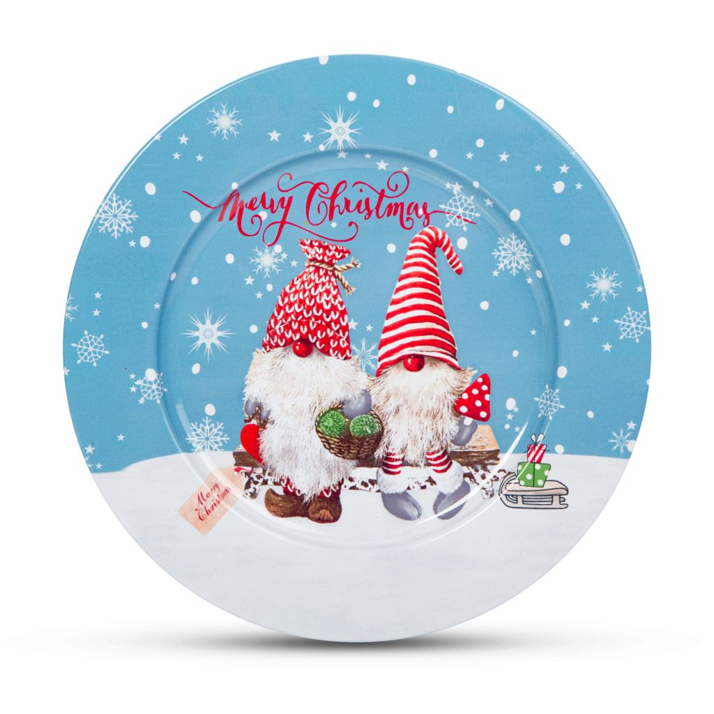 Family Karácsonyi tálca - fém - manós - 33 cm (58555A) (58555A)