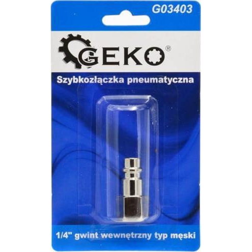  Geko SZYBKOZŁĄCZKA PNEUMATYCZNA TYP MĘSKI 1/4" GWINT WEWNĘTRZNY (BLISTER) (10/100) G03403 GEKO